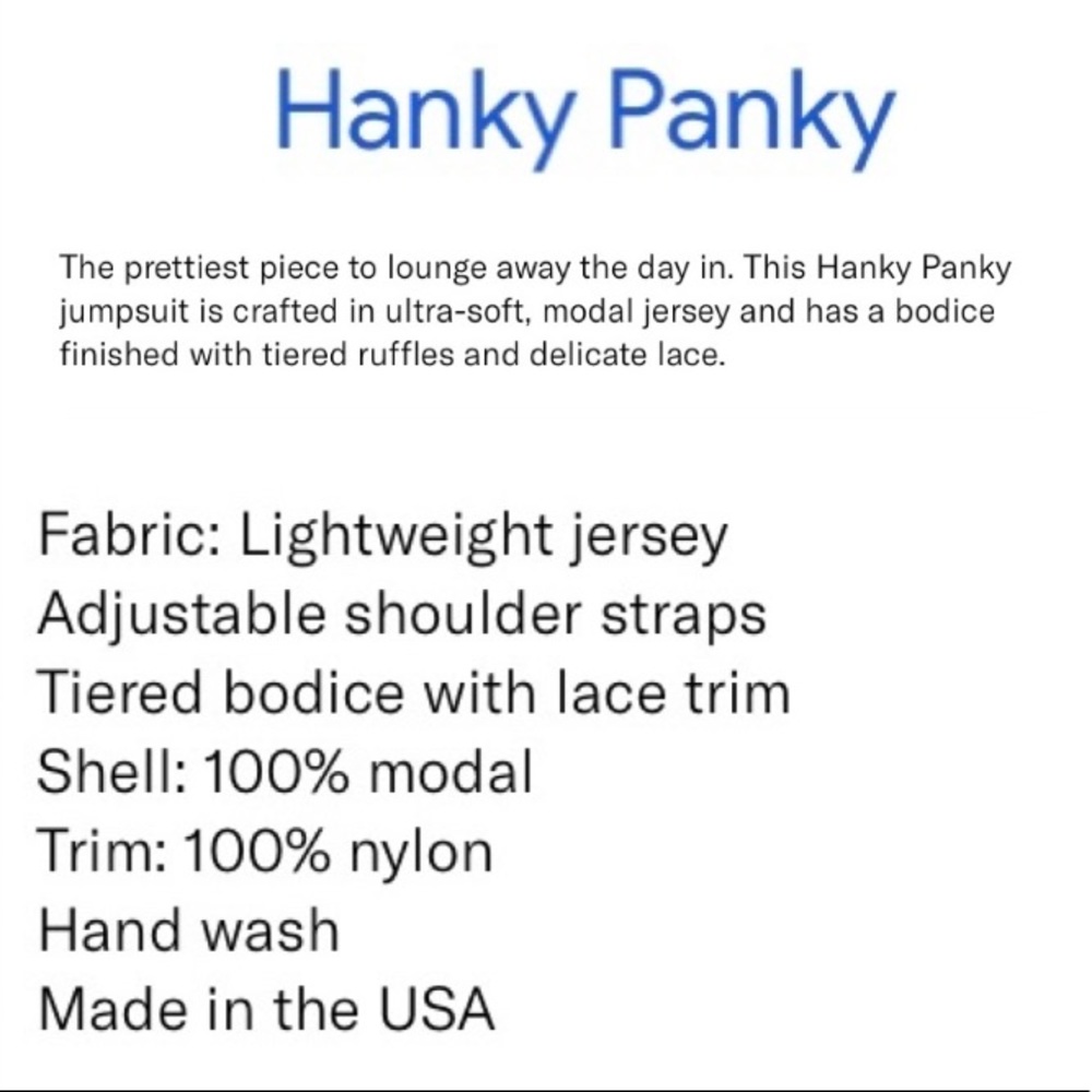 ✅❤️Hanky Panky Super Soft & Comfy Modal Sleepwear Jumpsuit - Picture 5 of 15